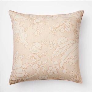 Studio McGee 24” x 24” Embroidered Floral Accent Pillow  . Orange/Cream